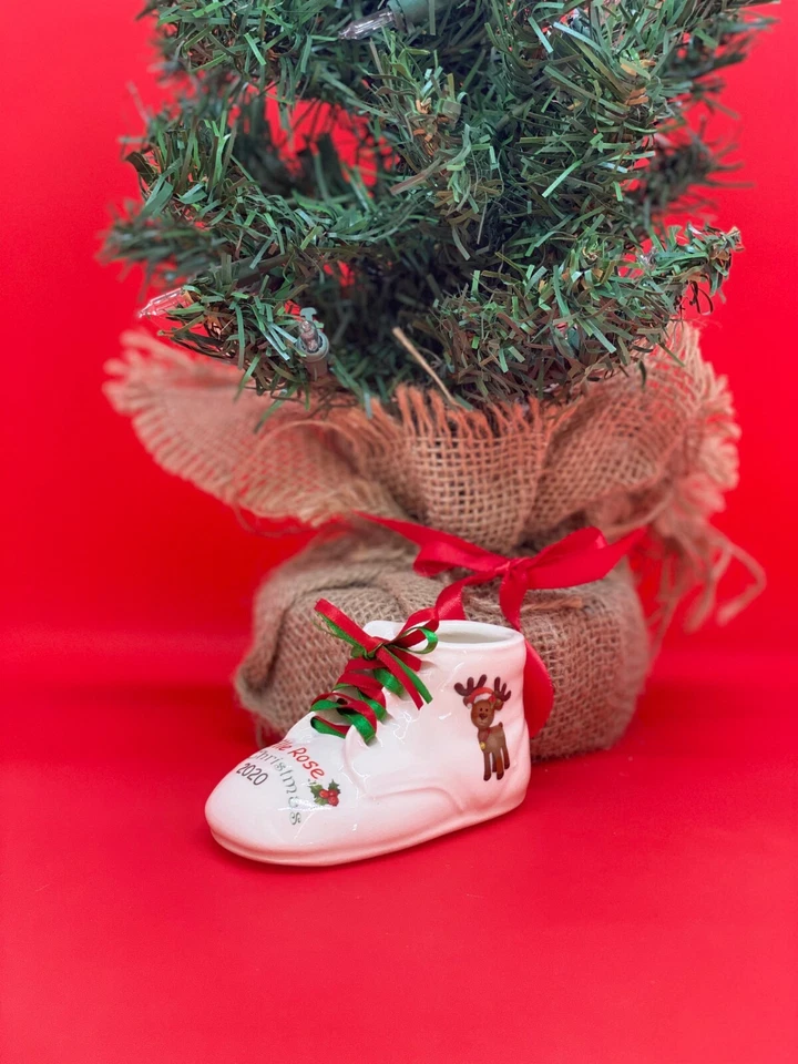 Zapato Bebé Cerámica Personalizado Botín Recuerdo 1ª Primera Navidad Foto 4 de 4