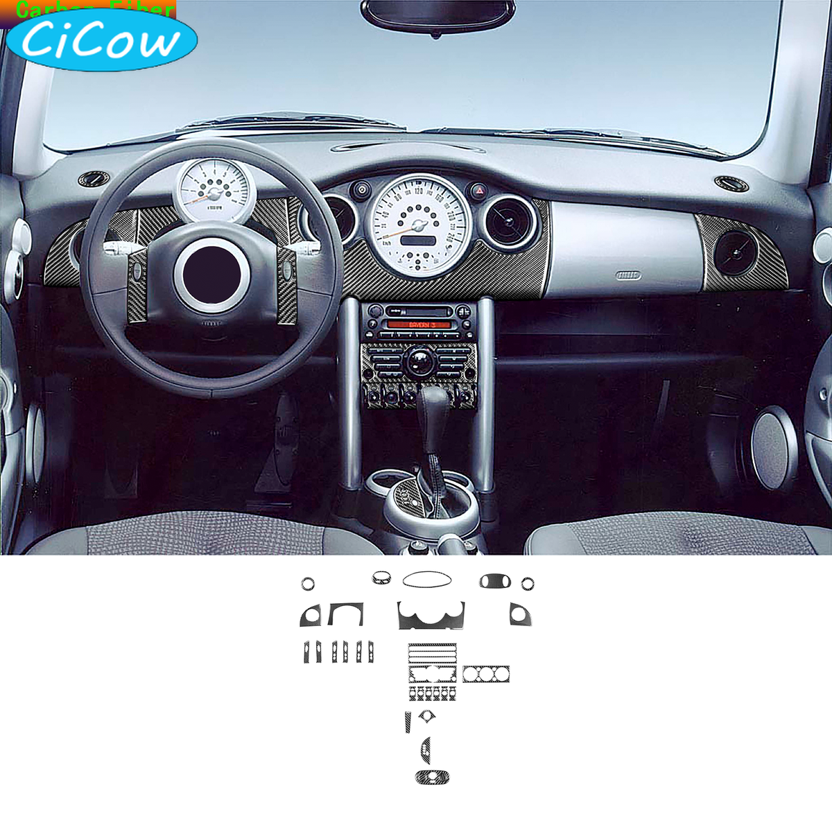 30Pcs Whole Interior Cover Trim Set For Mini Cooper 2000-04 Real 