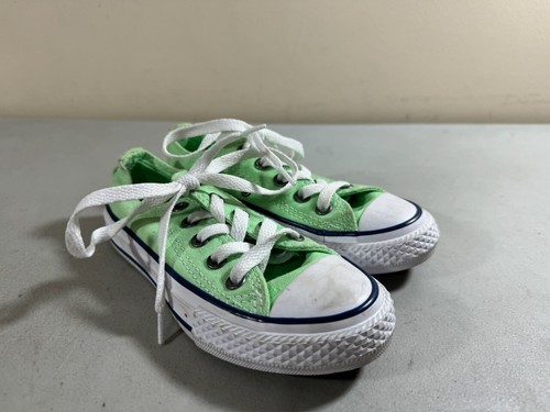 Converse All Star kids green & white lace up skate shoes sneakers toddler 10.5 - Picture 2 of 3