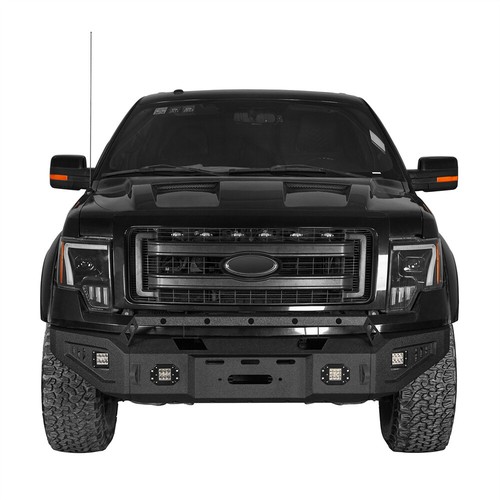 Front Rear Bumper Heavy-Duty Steel w/Winch Plate+Lights For 2009-2014 Ford F150 - Picture 3 of 27