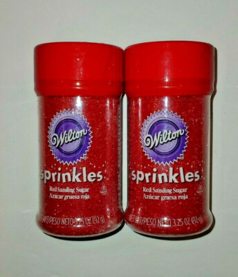 Lot of 2 Wilton Sprinkles Red Sanding Sugar for Cookie Baking NEW
