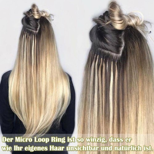 300 Strähnen Microring Loop 100% Remy Echthaar Micro Ring Haarverlängerung DICK - Bild 6 von 34