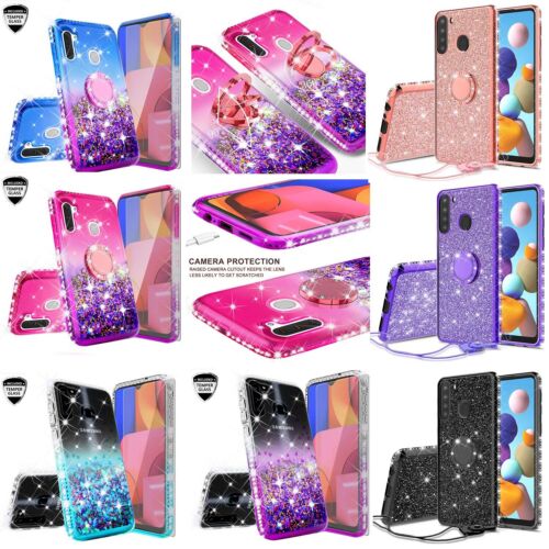 For Samsung Galaxy A11 Liquid Glitter Diamond Ring Stand Phone Case Cover  - Picture 1 of 45