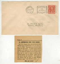 1926 OLD FIRST DAY COVER 590 THOMAS JEFFERSON BY WORDEN & SALES ARTICLE 55 MADE!