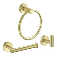 SUS304 Stainless Steel Towel Ring Brushed Gold Bathroom Robe Hook Paper Holder
