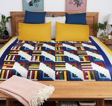 Patchwork Log Cabin scrap quilt variuation FINISHED QUILT