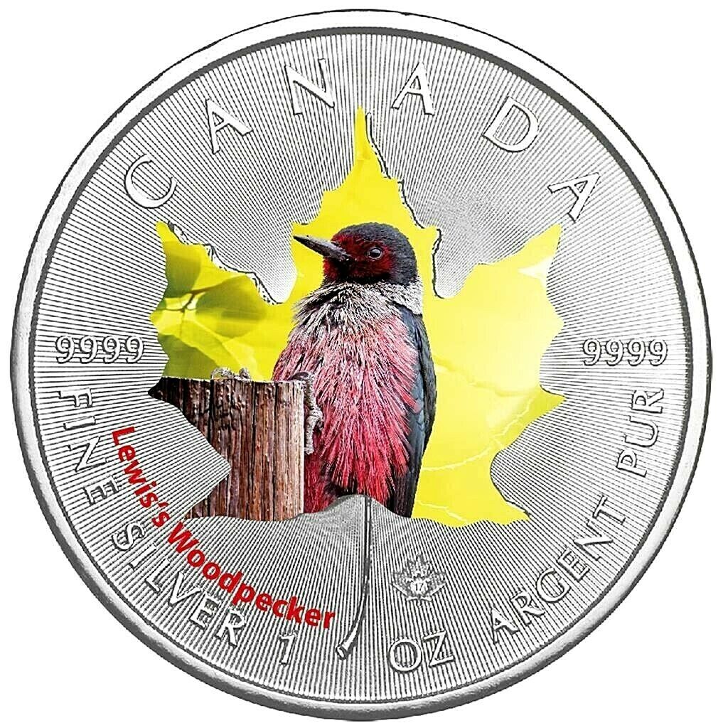 Kanada - 5 Dollar 2017 - Maple Leaf - Lewis's Woodpecker (6.) - 1 Oz Silber ST Bommen kopen in het land