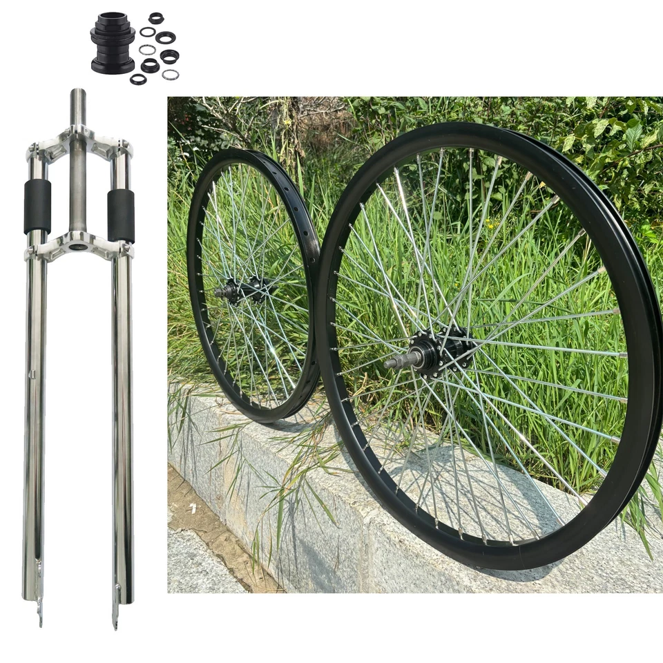 DONSP1986 26" Bike Fork &headset, 1" Threaded TripleTree w/ Mag& Spoke Wheel Rim - Image 2 of 4