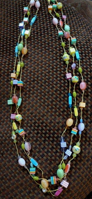Glass Bead Station Sweater Necklace - Multi color 34 