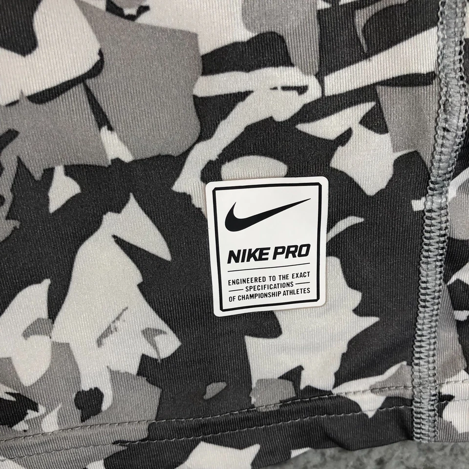 Camisa Nike Pro Para Hombres Gris Mediana Camuflada Ajustada Dri-Fit Atlética Gimnasio Entrenamiento Aire Libre Foto 4 de 4