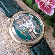 Bulova Accutron Spaceview Cal. 1967 revisionato Orologio Tuning Forcella 214 Cinturino Nuovo