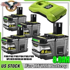 8.0Ah 18 Volt For RYOBI P108 18V For One+Plus High Capacity Lithium Ion Battery