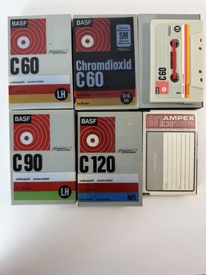 NEW BASF LH SM C60 C90  Cr02 Hifi C120 C60 & Ampex C30