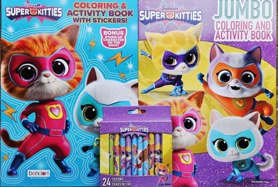 Disney Junior Super Kitties Jumbo Coloring & Activity Book Set of 2 With Crayons
