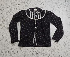 VTG 70s  Jessicas Gunnies Gunne Sax Floral Blouse Size S Mixed Print Lace