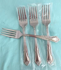 New AZALEA Set of 4 Salad Forks Oneida Stainless Flatware 6 5/8"