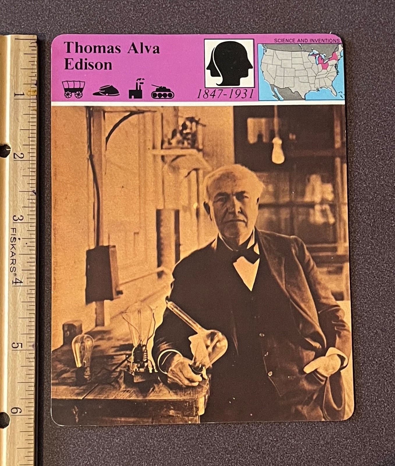 1979 Panarizon Thomas Alva Edison The Wizard Of Menlo Park Large Card Vintage