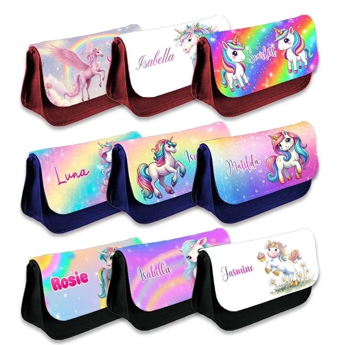 DAILY GIFTS Personalisiertes Federmäppchen Einhorn Design Mädchen Jungen Schreibwaren Kinder Schultasche 22