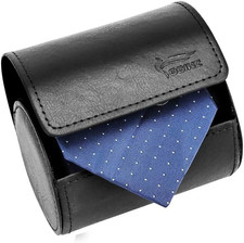 Leather Tie Case Box Organizer for Men'S Necktie and Bow Tie Storage Travel Gift