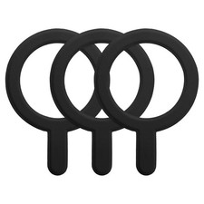 3Pcs Magnetic Adapter Ring Leather Magnetic Sticker Ring Black