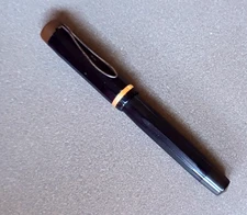 Rare Sabaudia Black Celluloid Faceted Fountain Pen From The 1940s