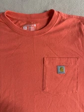 Carhartt T Shirt Mens Medium Loose Fit Coral Pocket Crewneck Short Sleeve