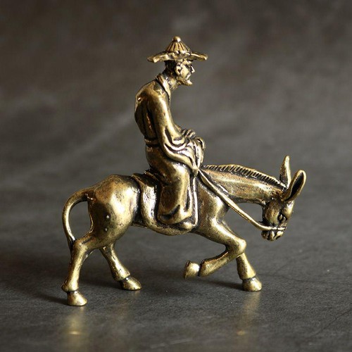 Japanese Copper Craft Incense Lid Rest – Monk on Donkey Tea Ceremony Ornament - Picture 3 of 3