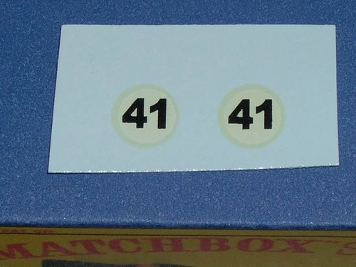 Set of 2 '41' decals for Matchbox Lesney 41a/b Jaguar D type Racing Cars
