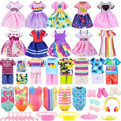30 PCS Mini 6 Inch Doll Clothes and Accessories Include 4 Tops, 4 Pants for B...
