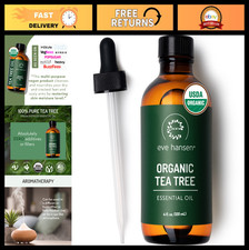 Organic Tea Tree Oil 4oz - Pure Melaleuca Essential Oil for Skin, Scalp Nails