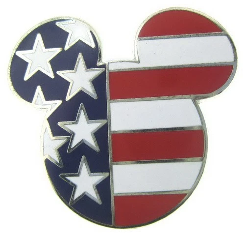 2008 Disney Epcot World Showcase Mickey Head & Ears US Flag Pin Rare