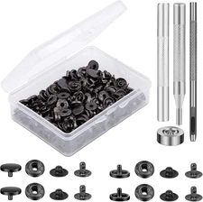 50 Sets Leather Snap Fasteners Kit 10mm Black Metal Snap Buttons kit