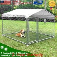 Outdoor Dog Kennel Metal Dog Fence Shade Cage Pet Run Coop House w/Cover Playpen
