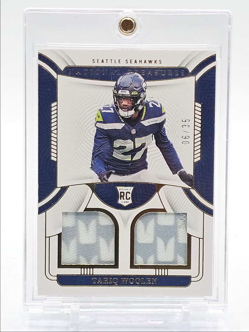 Tariq Woolen Panini National Treasures Rookie Dual Materials #TWO Gold