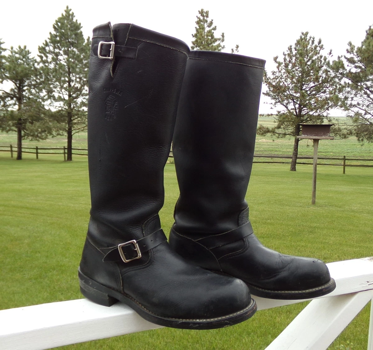 NWOT Vintage Chippewa Tall Black Leather Steel Toe Engineer Biker Boots sz 6.5D Chippewa Black Solid for Men for Sale | Shop New & Used  main image 2