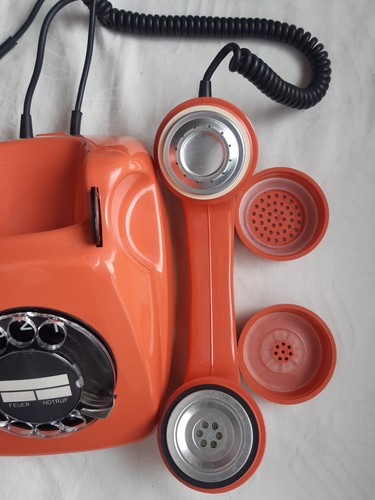 Téléphone années 70 cadran rouge saumon/rose FeTAp 611 top avec fonction/prise TAE - Photo 11/13