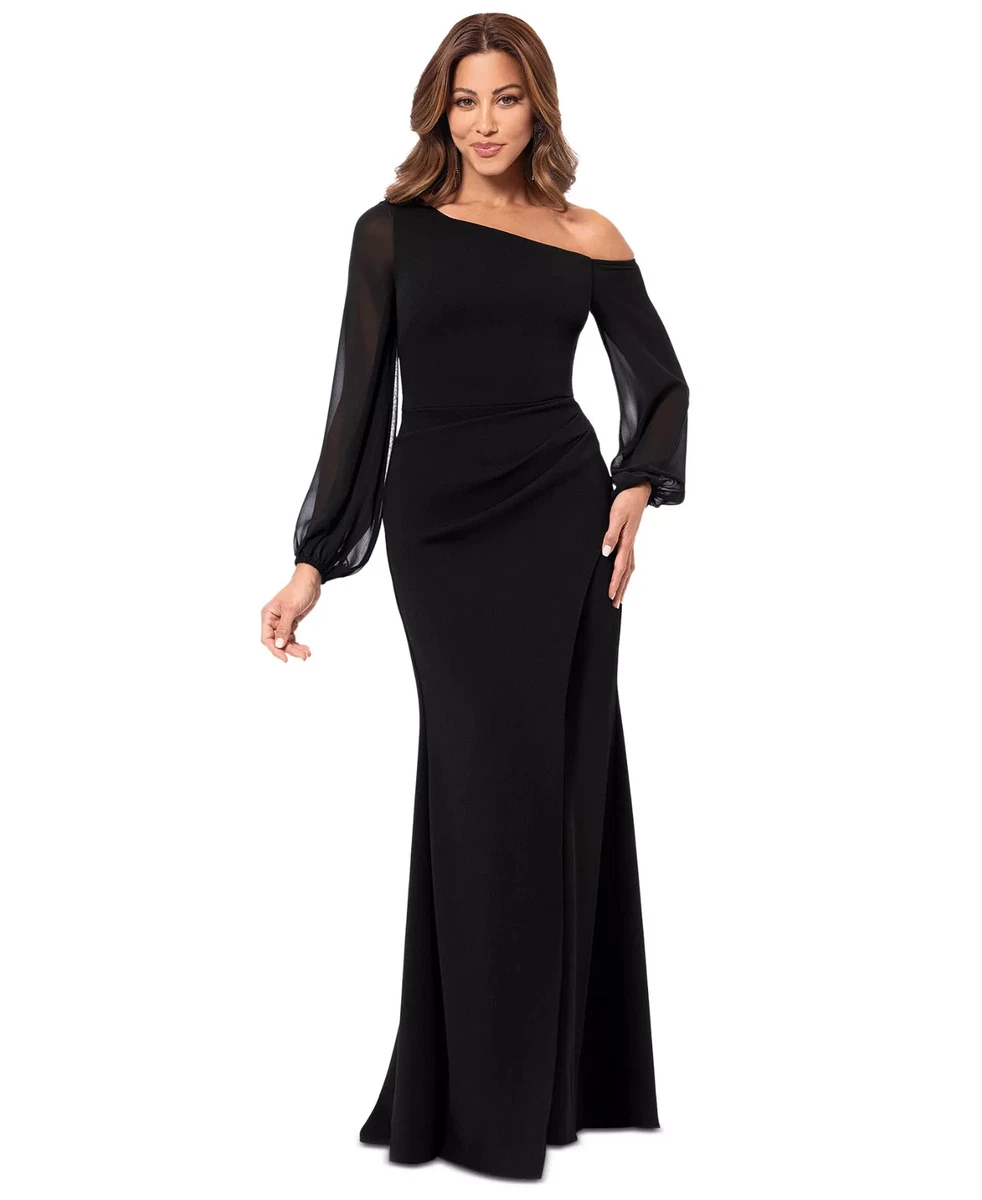 betsy adams black dress Betsy & Adam Ruffle Prom Dress A25047 main image 0