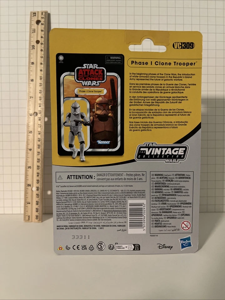Figura FASE I CLONE TROOPER Hasbro Star Wars Colección Vintage 4" VC309 SIN USAR, EN CAJA Foto 2 de 3