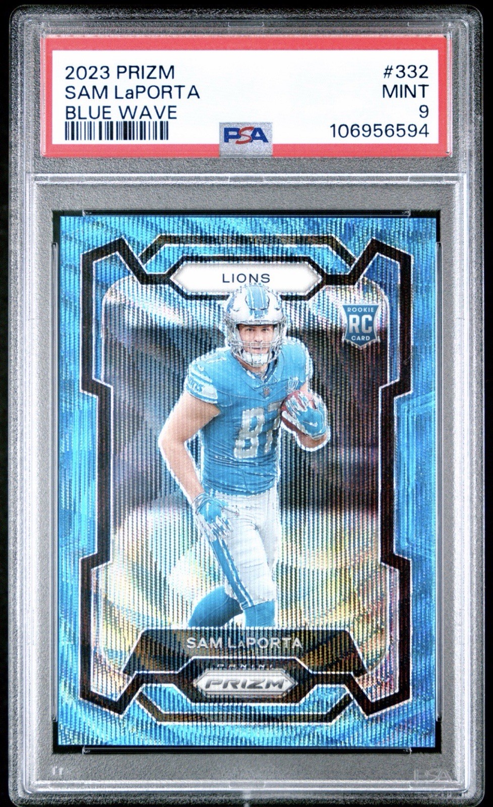 2023 Panini Prizm - Rookies Sam LaPorta #332 Blue Wave Prizm /199 (RC)