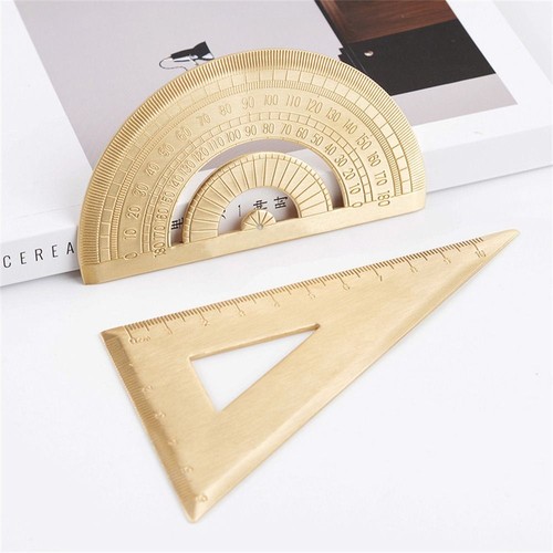Protractor Students Straight Ruler Metal Ruler Triangle Ruler Brass Ruler - Picture 8 of 17