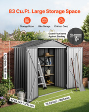 6 x 4 FT Metal Garden Shed, Gray