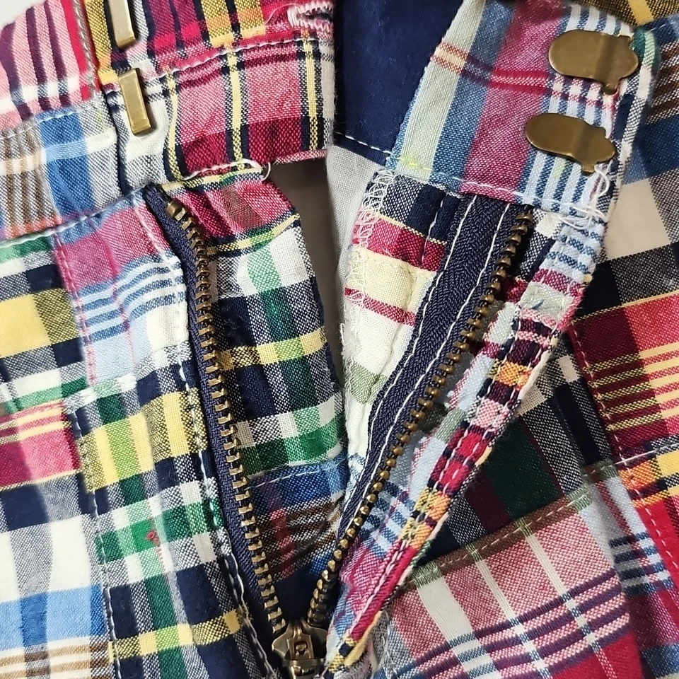 Minifalda a Cuadros Madrás Caqui Británico Talla 2 Multicolor Retro 100% Algodón Foto 2 de 4