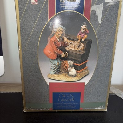 Vintage WACO Melody In Motion Organ Grinder Music Box Monkey Dog Porcelian