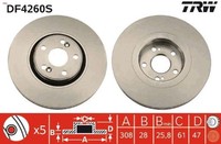 2X Bremsscheibe TRW DF4260S 2 Bremsscheiben Vorderachse Vorne FüR Renault