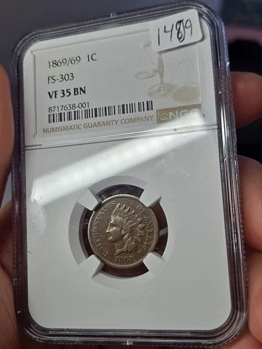 1869/69 Fs 303 Vf 35 Bn Indian Head Penny Ngc Good Variety