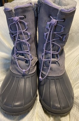 Girls Lands  End Flurry Snow Boots   Youth Size 6   Grey & Purple  Waterproof