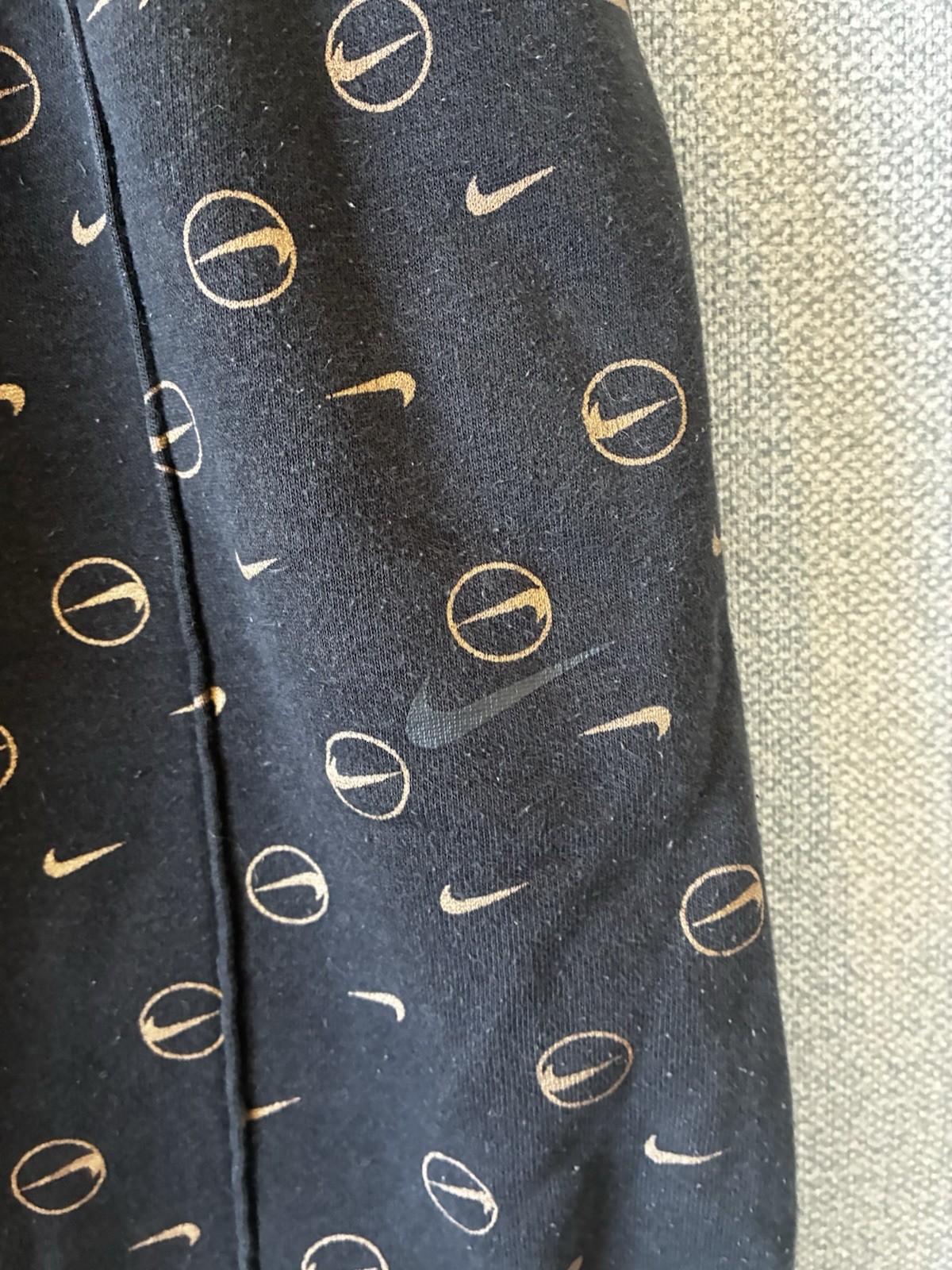 Nike Mens All Over Swoosh Logo Print Joggers Sweatpants Black Gold Size S image 3