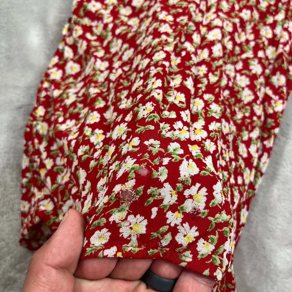 Mono Reformation Yvonne para mujer talla 4 rojo floral correas de espagueti espalda abierta Foto 4 de 4