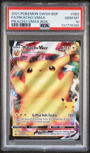 2021 POKEMON SWSH BLACK STAR PROMO PIKACHU VMAX BOX FULL ART/PIKACHU VMAX PSA 10