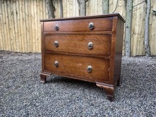 Vintage Oak Art Deco 1950’s 3 Drawer Hall Bedroom Chest Of Drawers 